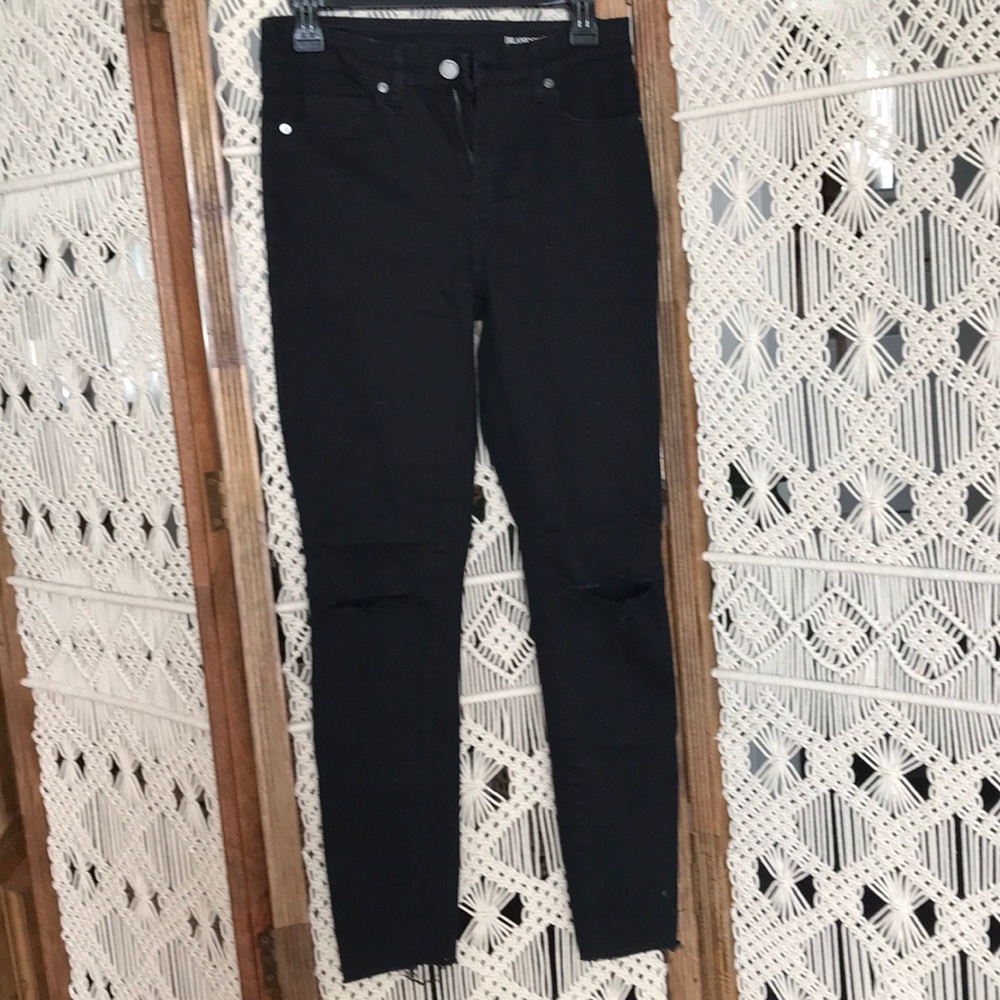 Black distressed denim